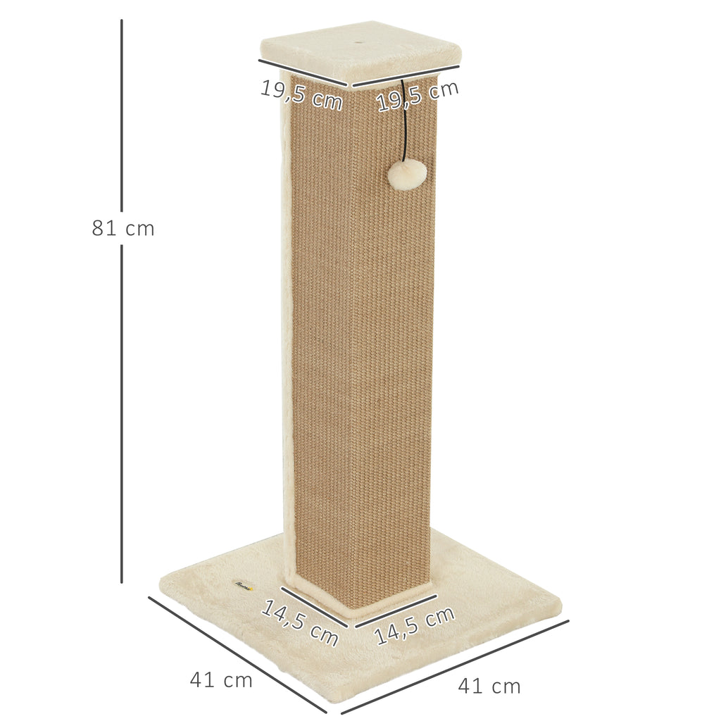 Rascador para gatos con poste de sisal y bola beige