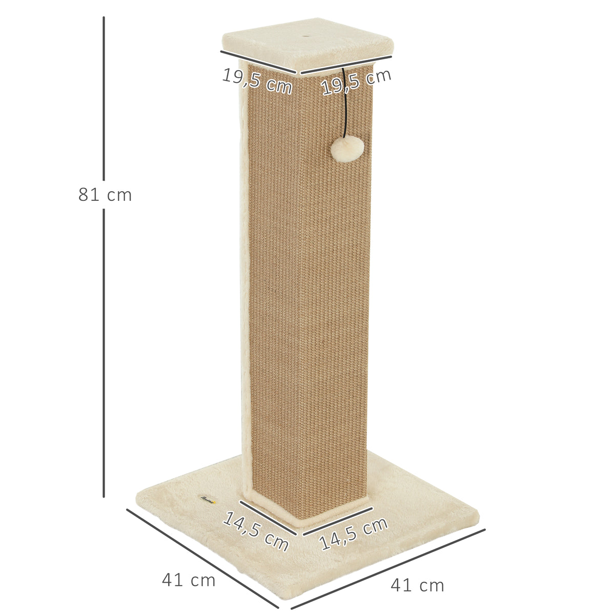 Rascador para gatos con poste de sisal y bola beige