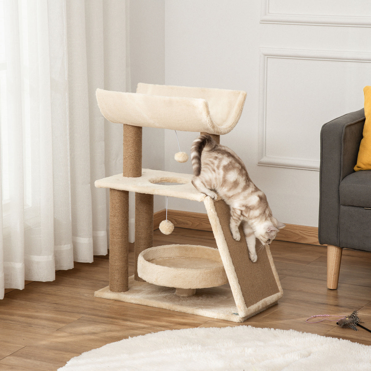 Árbol rascador para gatos con cama y plataformas, foto 8 de 9