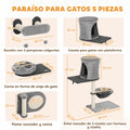 Árbol mural para gatos de 5 piezas con hamaca y rascadores