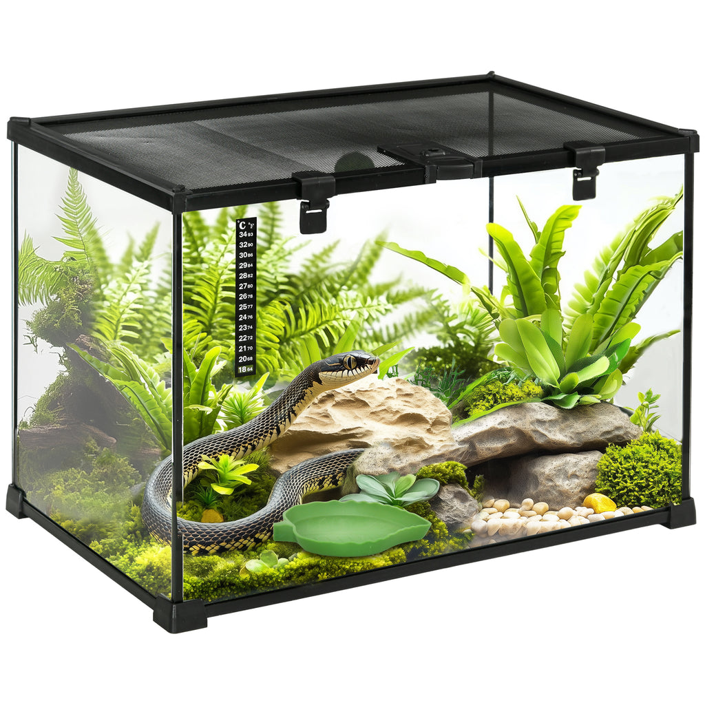 Terrario de cristal apilable con termómetro