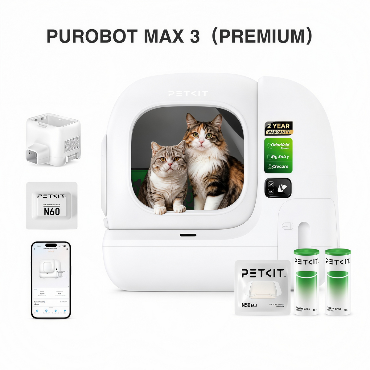 PETKIT Purobot Max 3: arenero automático para gatos, foto 4 de 5