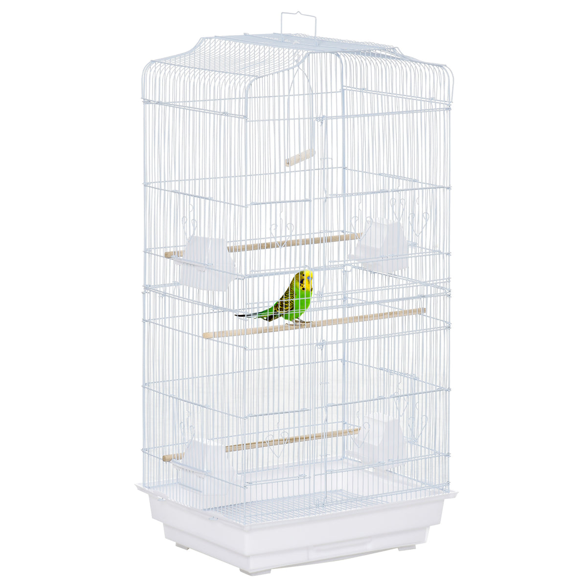 Jaula para aves con perchas y comederos 46,5 x 35,5 x 92 cm