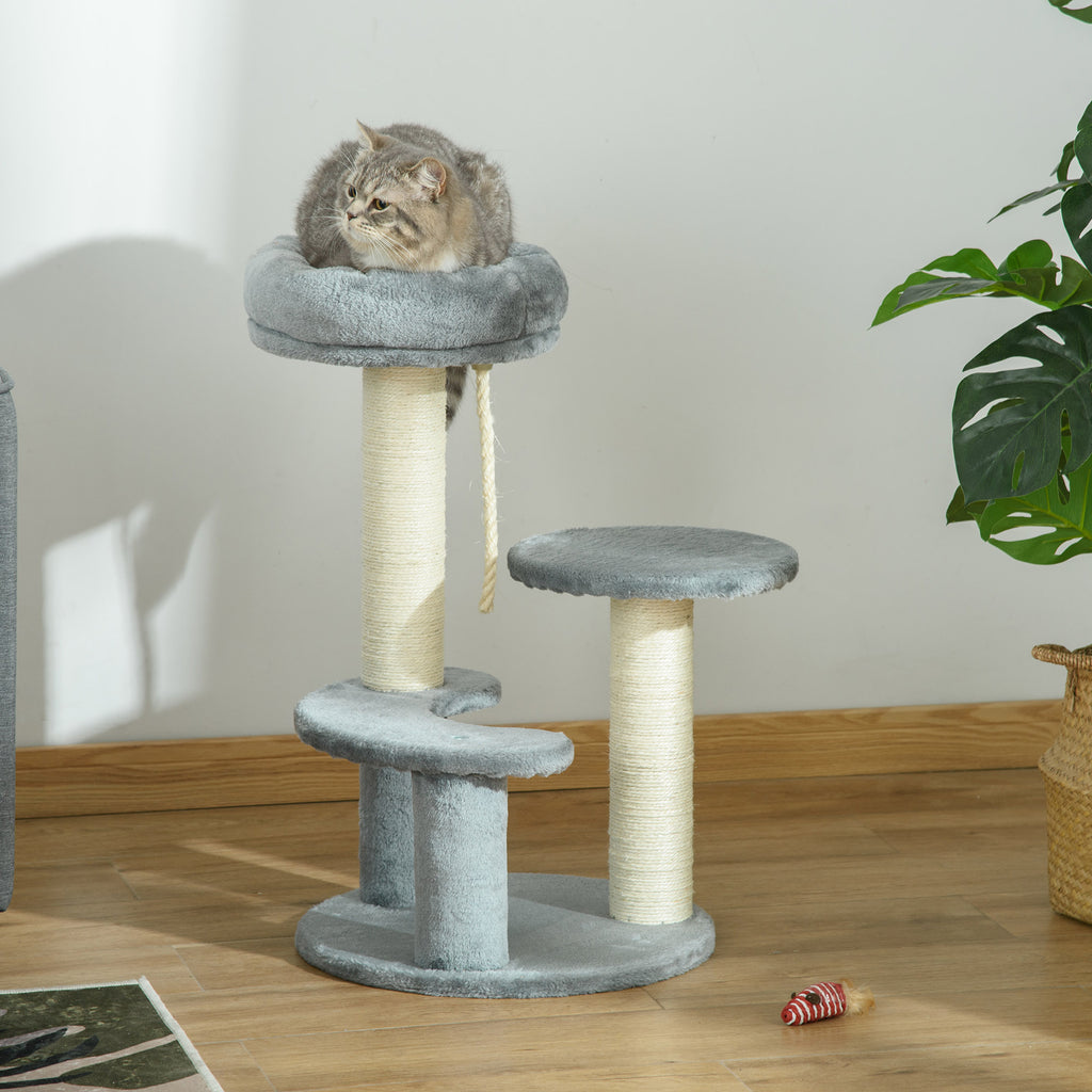 Árbol rascador para gatos con 3 plataformas y cuerda