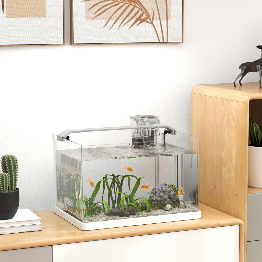 Acuario de cristal de 20 litros con luz LED y filtro