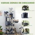Árbol rascador para gatos de 206 cm con varios niveles