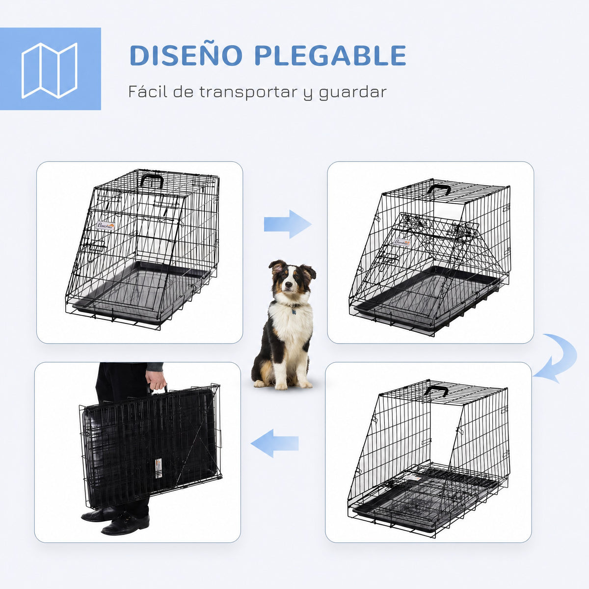 Jaula de transporte plegable para perro talla L