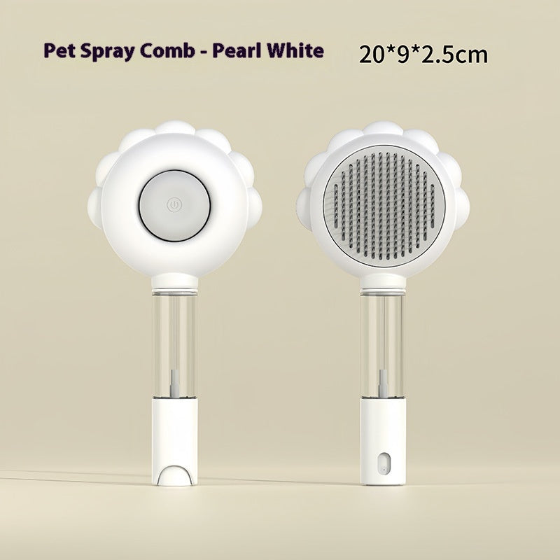 Cepillo autolimpiable 2 en 1 con pulverizador para mascotas