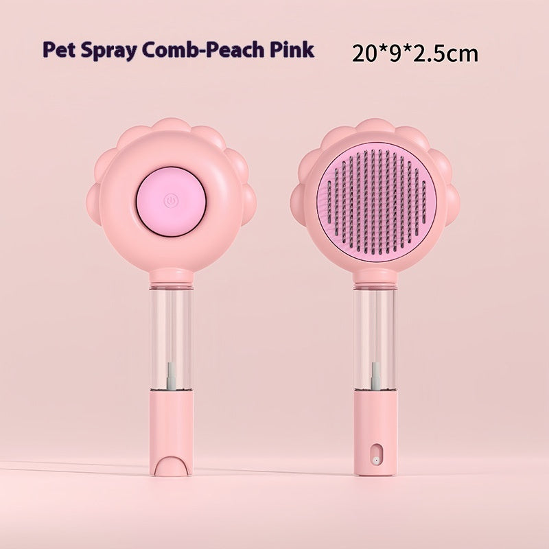 Cepillo autolimpiable 2 en 1 con pulverizador para mascotas
