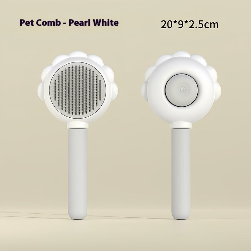 Cepillo autolimpiable 2 en 1 con pulverizador para mascotas