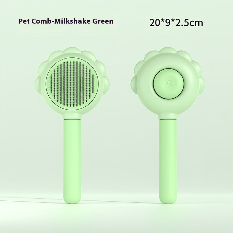 Cepillo autolimpiable 2 en 1 con pulverizador para mascotas