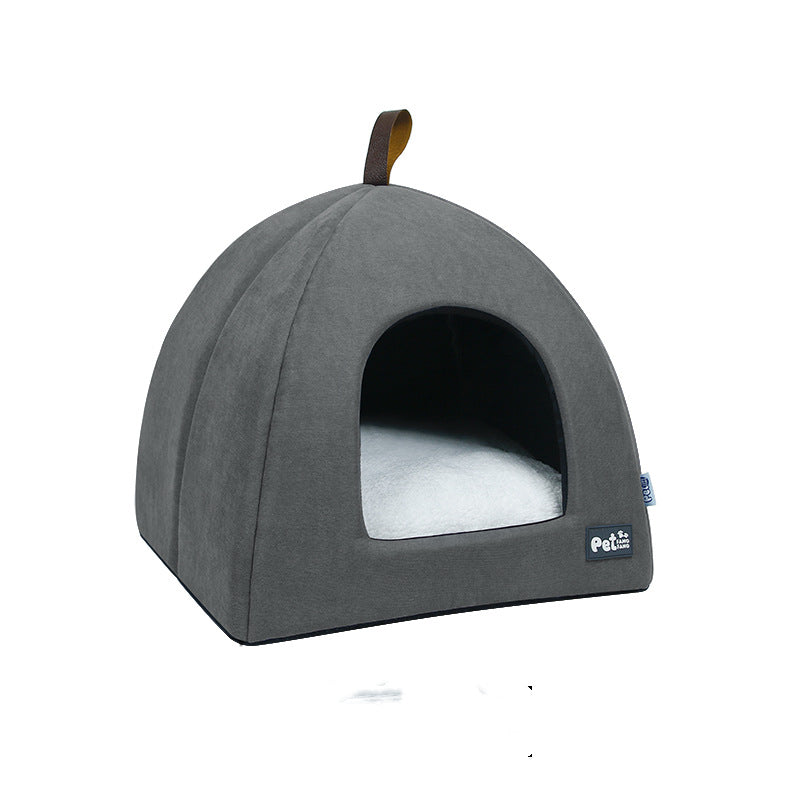 Cama de terciopelo suave para mascotas pequeñas en color gris