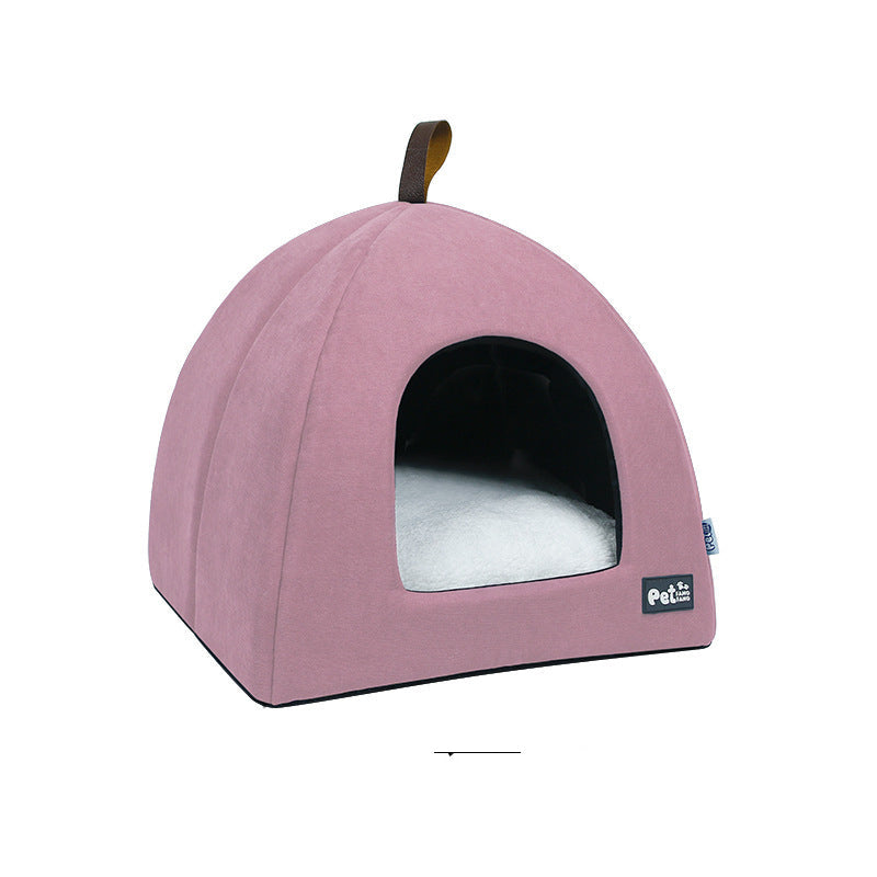 Cama de terciopelo suave para mascotas pequeñas en color rosa