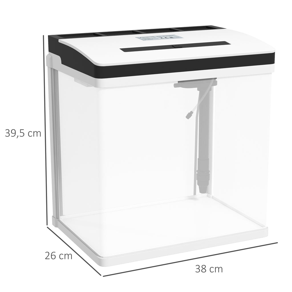 Acuario de vidrio de 28 litros con filtro y luz LED