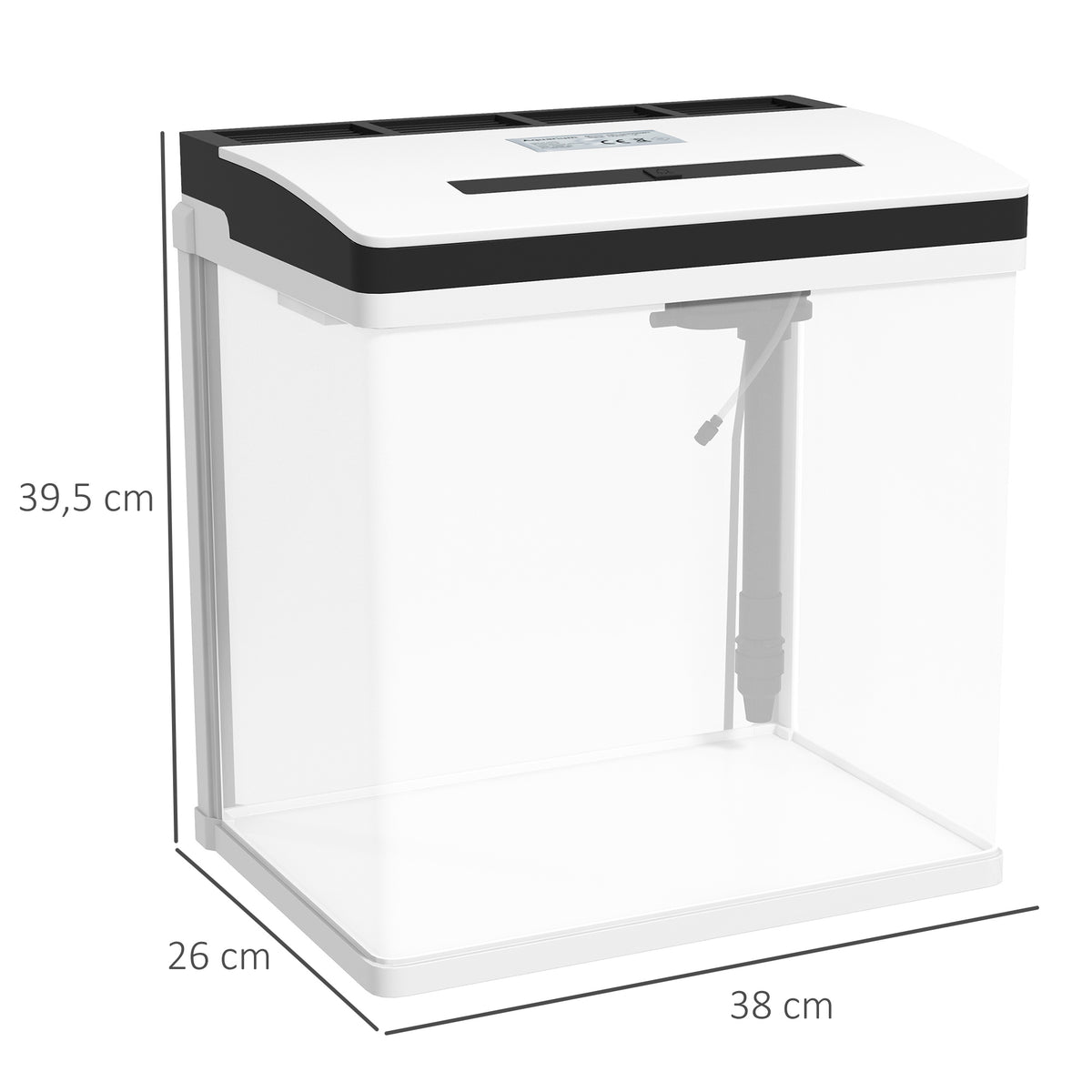 Acuario de vidrio de 28 litros con filtro y luz LED
