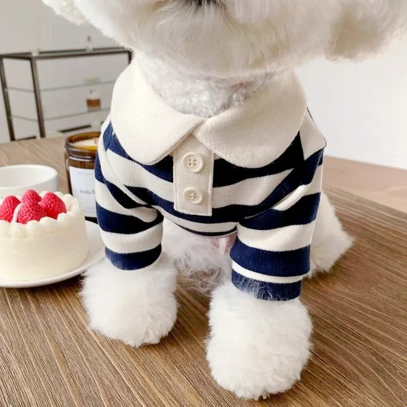Polo de rayas de algodón para perros pequeños