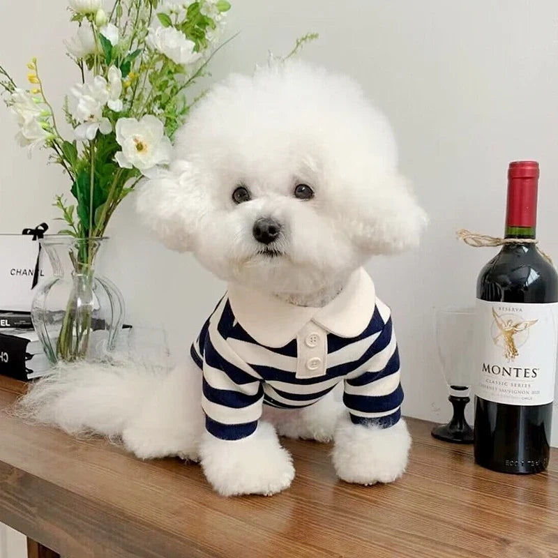 Polo de rayas de algodón para perros pequeños