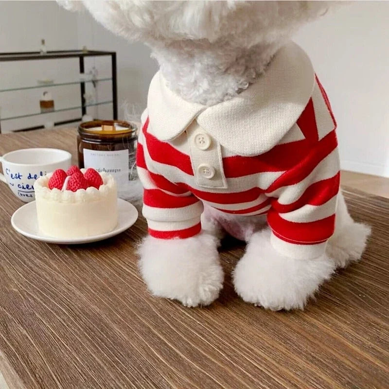 Polo de rayas de algodón para perros pequeños