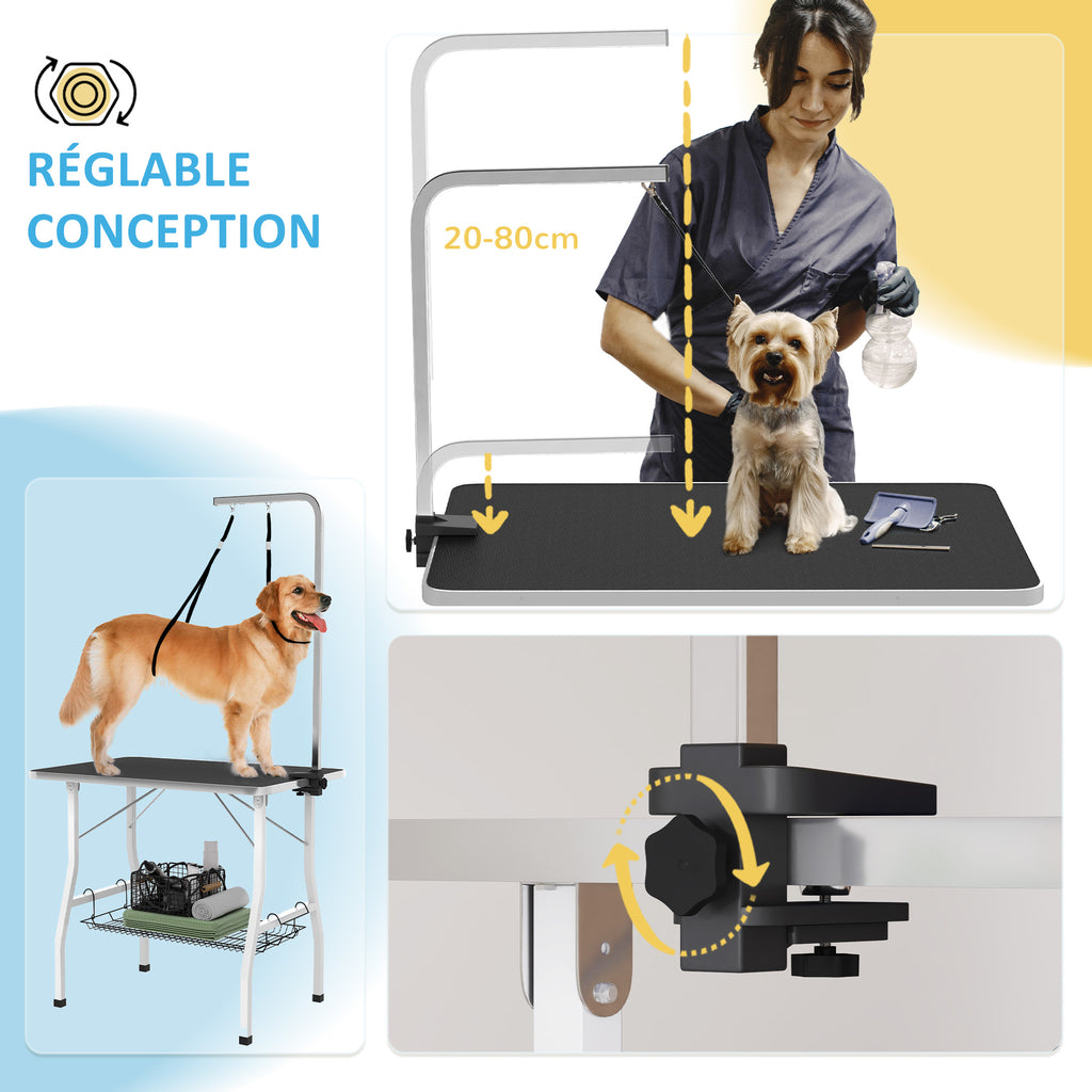Mesa plegable de peluquería para perros con brazo ajustable