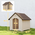 Caseta de plástico beige para perros grandes hasta 30 kg, 88x79x89 cm