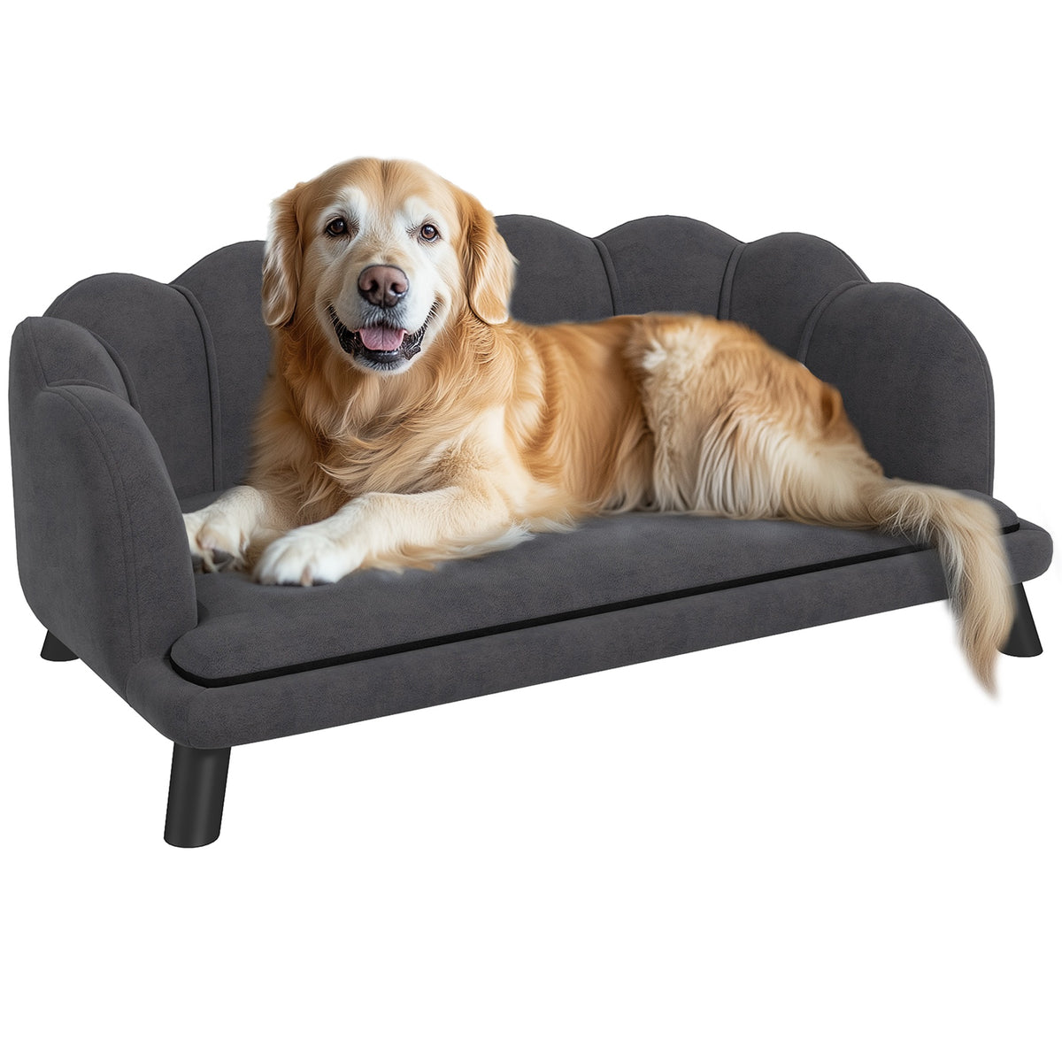 Sofá cama para perros y gatos con cojín de terciopelo gris