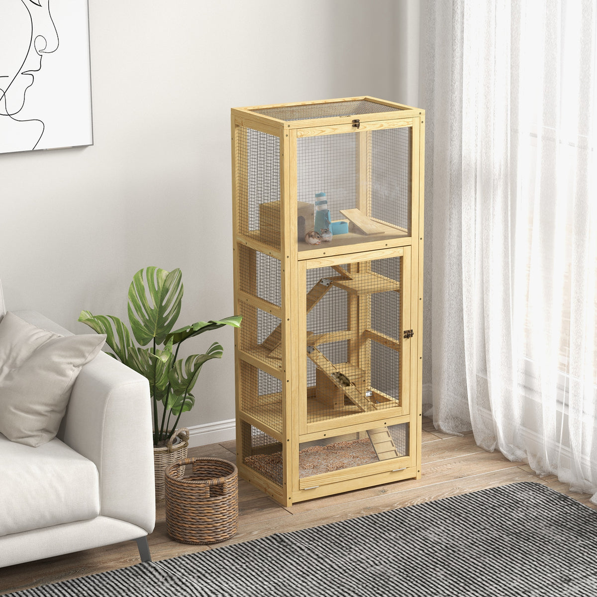 Jaula de madera para hámster de 5 niveles