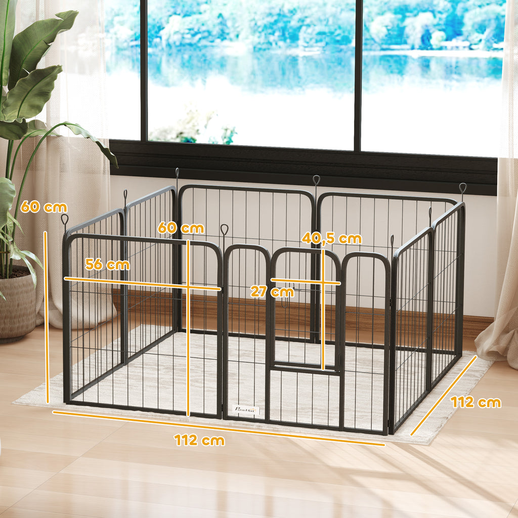 Parque modular para perros de acero con puerta
