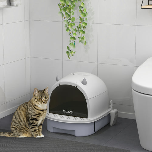 Arenero cerrado para gato con cajón, filtros y pala