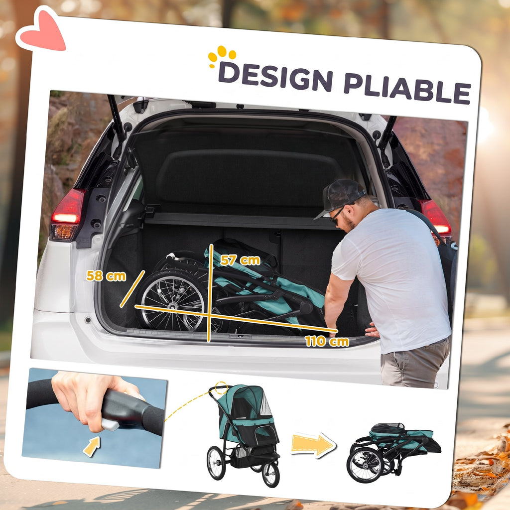 Cochecito plegable todoterreno para perros, verde oscuro