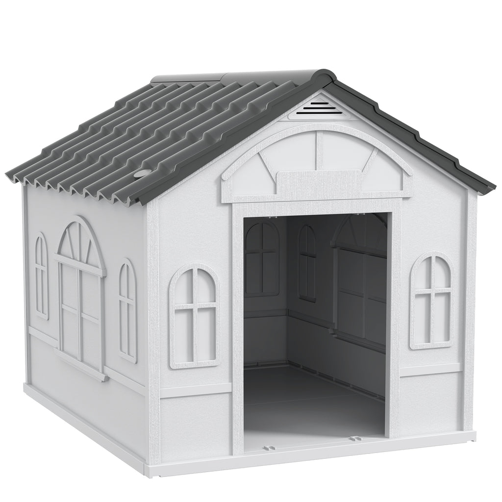 Caseta de plástico para perros grandes hasta 30 kg, 84x98x82 cm