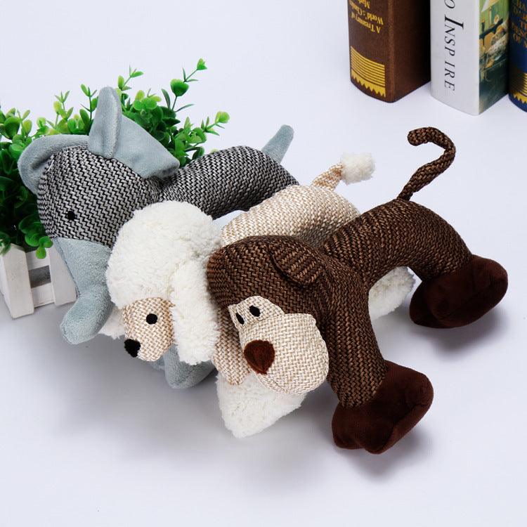 Peluches con silbato para perros: elefante, mono y caniche