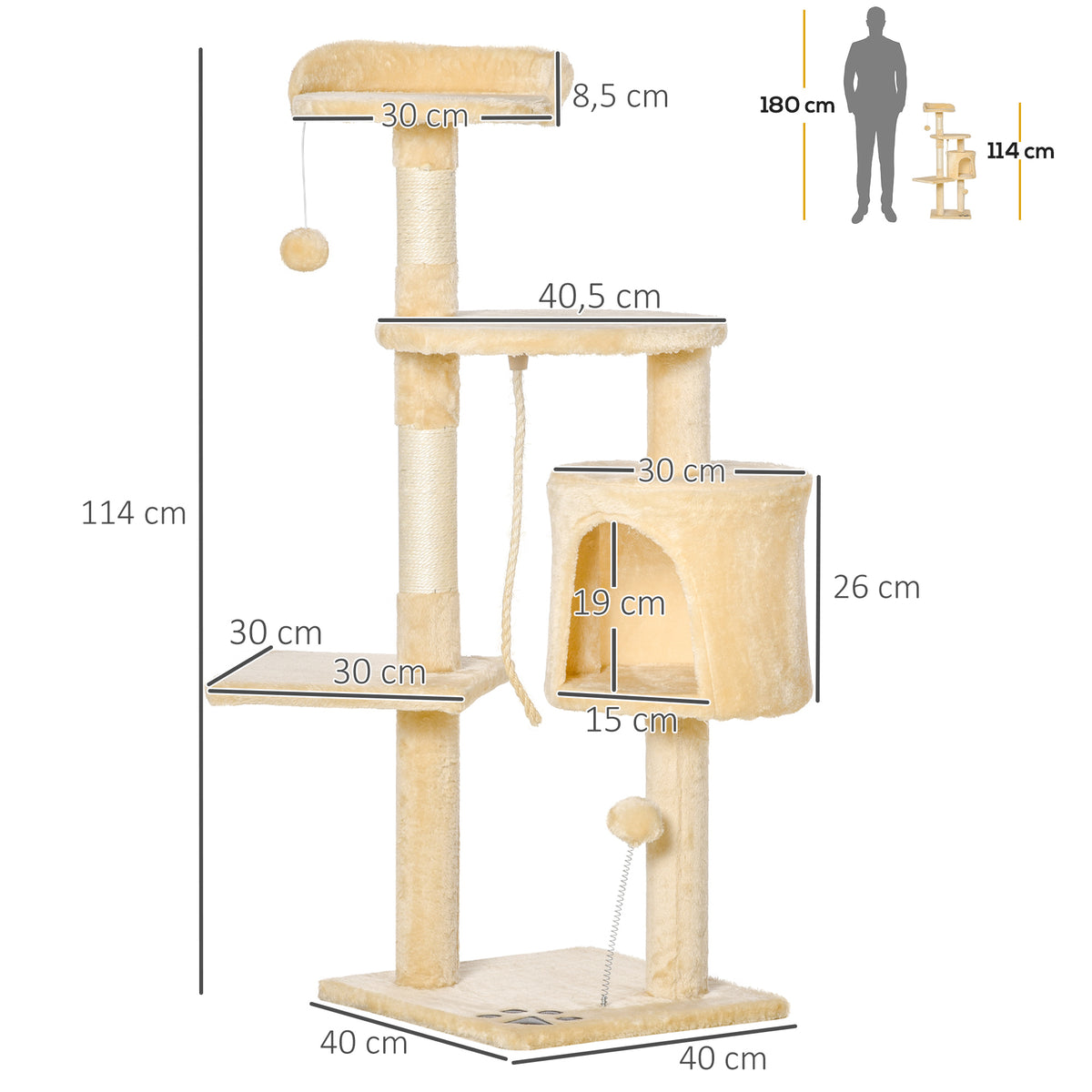 Árbol rascador para gatos con plataformas y caseta, foto 5 de 9