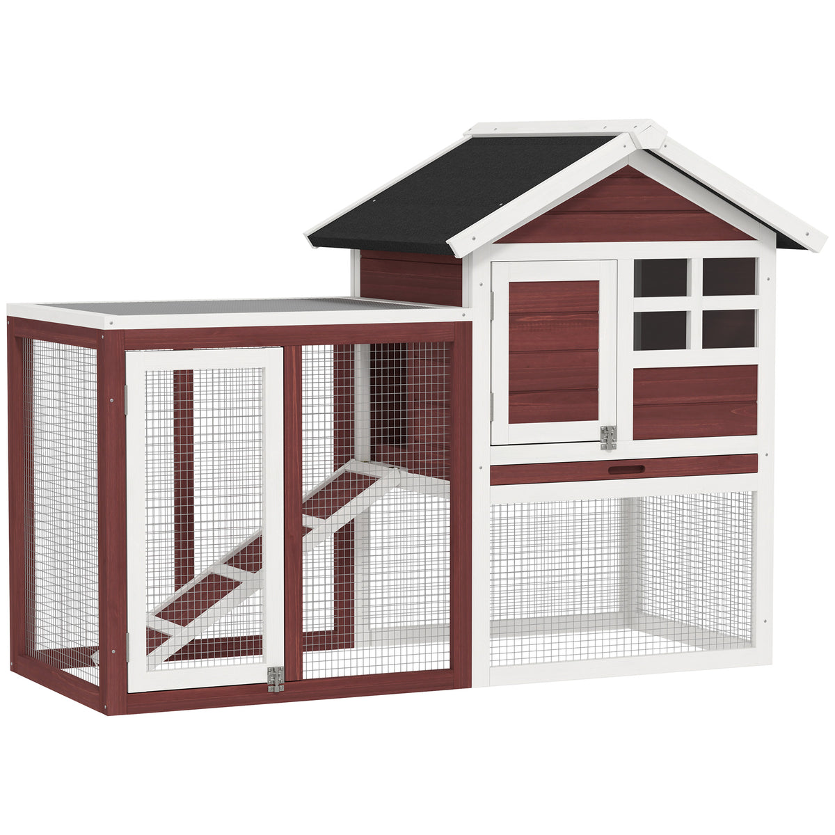 Conejera de exterior de madera con caseta y corral