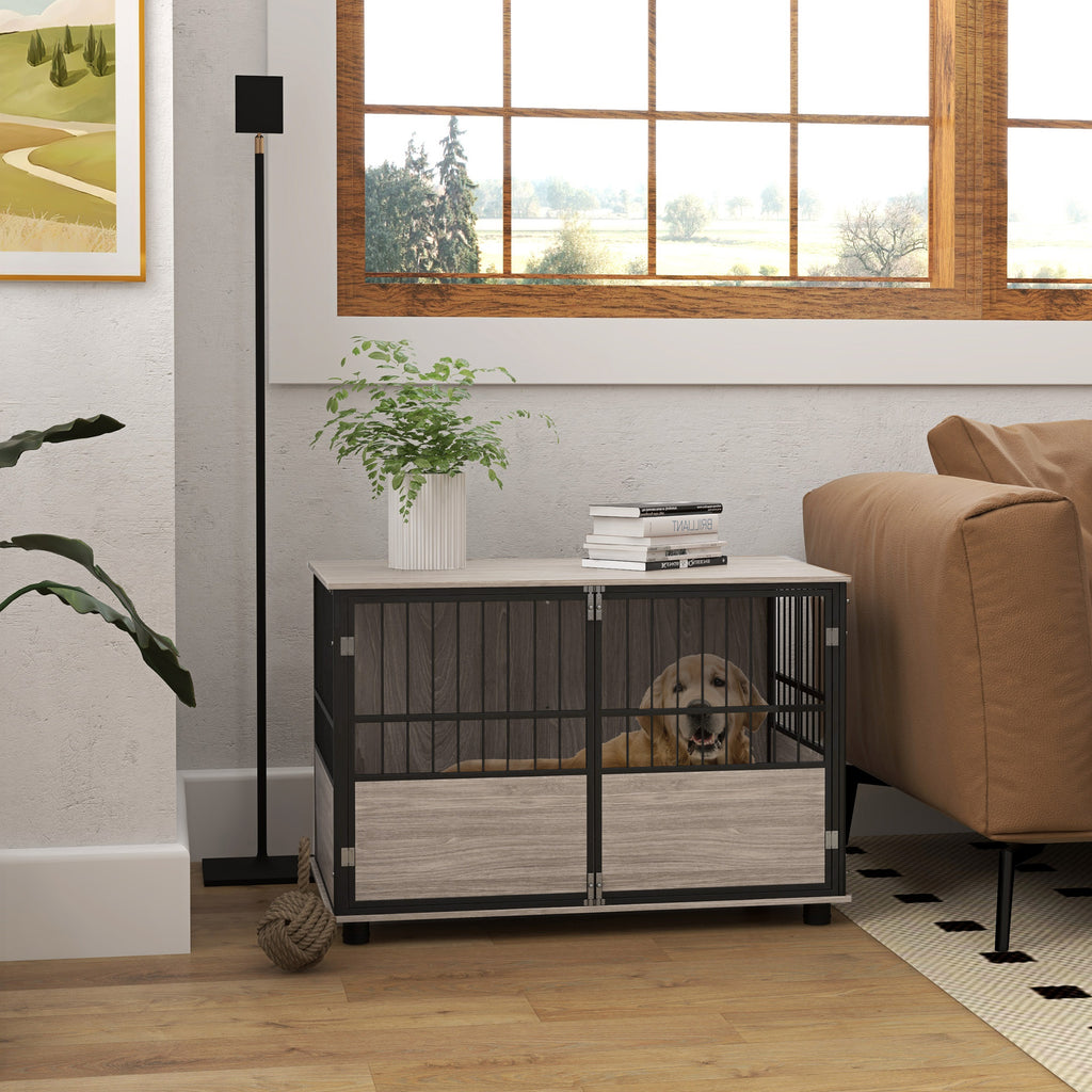 Jaula para perro con mesa auxiliar, 100 x 60 x 68 cm