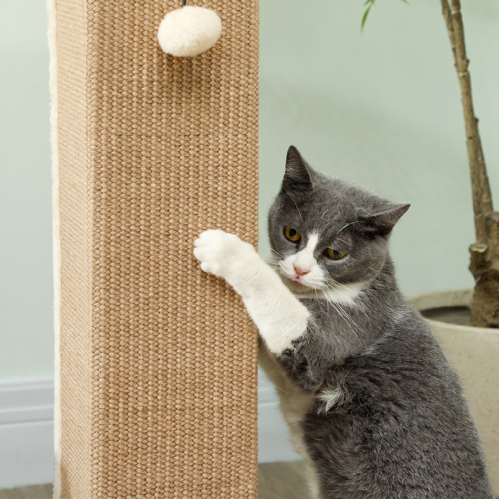 Rascador para gatos con poste de sisal y bola beige
