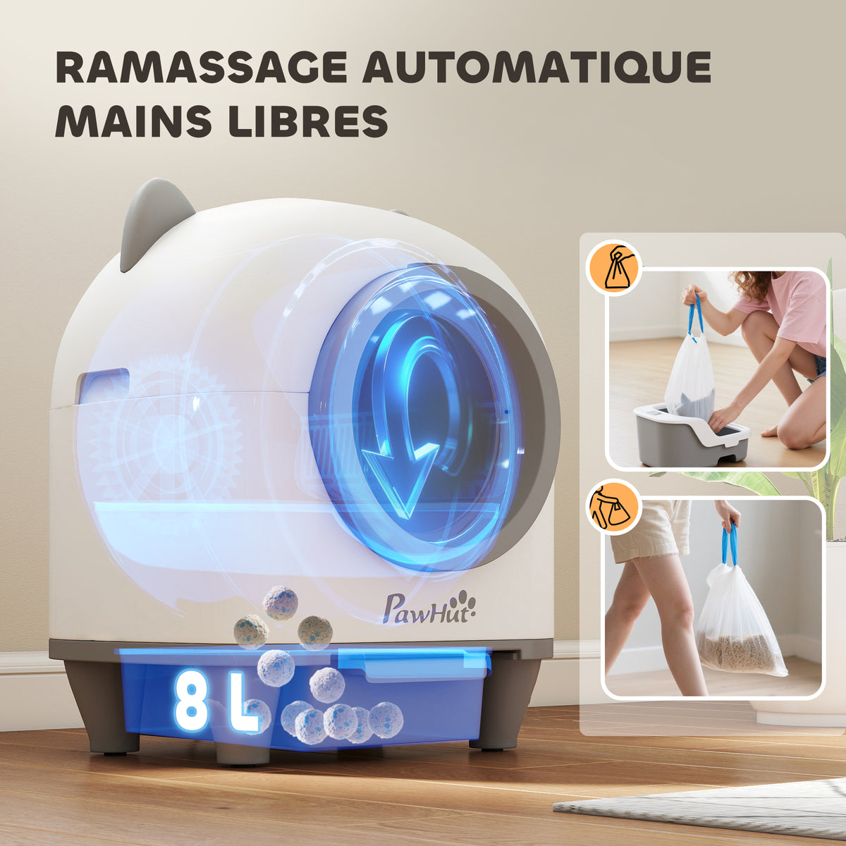 Arenero automático autolimpiable para gatos con app, 80 L