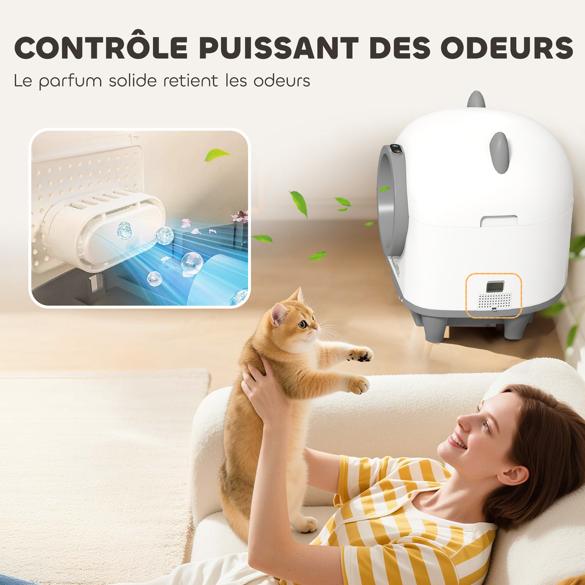 Arenero automático autolimpiable para gatos con app, 80 L