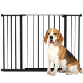 Barrière de Sécurité Chien Réglable 76-107 cm, avec 2 Rallonges (10/15 cm), Ouverture d'une Main, sans Perçage, Noir-0
