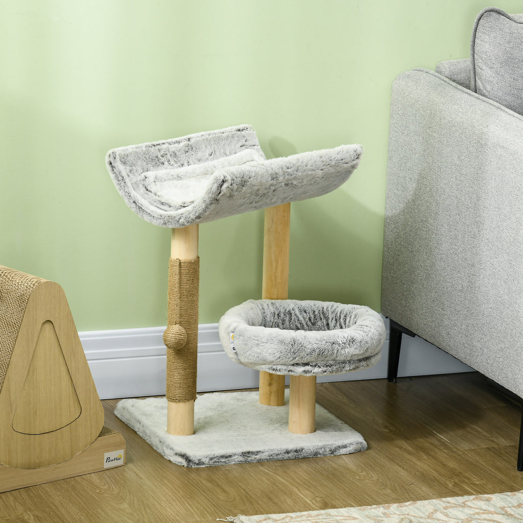 Árbol rascador para gatos con dos nichos y cojín lavable