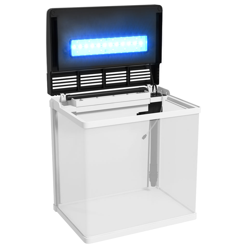 Acuario de vidrio de 28 litros con filtro y luz LED
