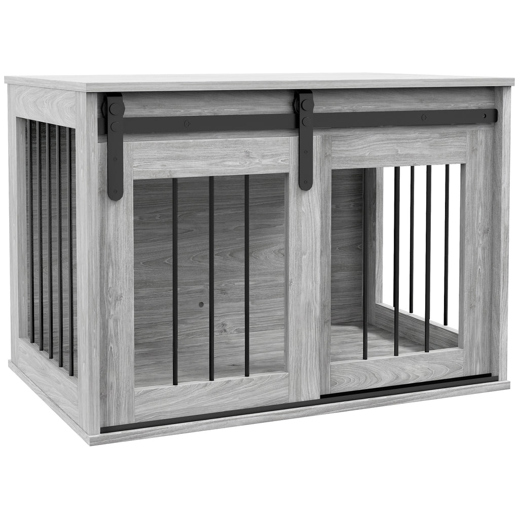 Jaula para perros de interior con puerta corredera y mesa