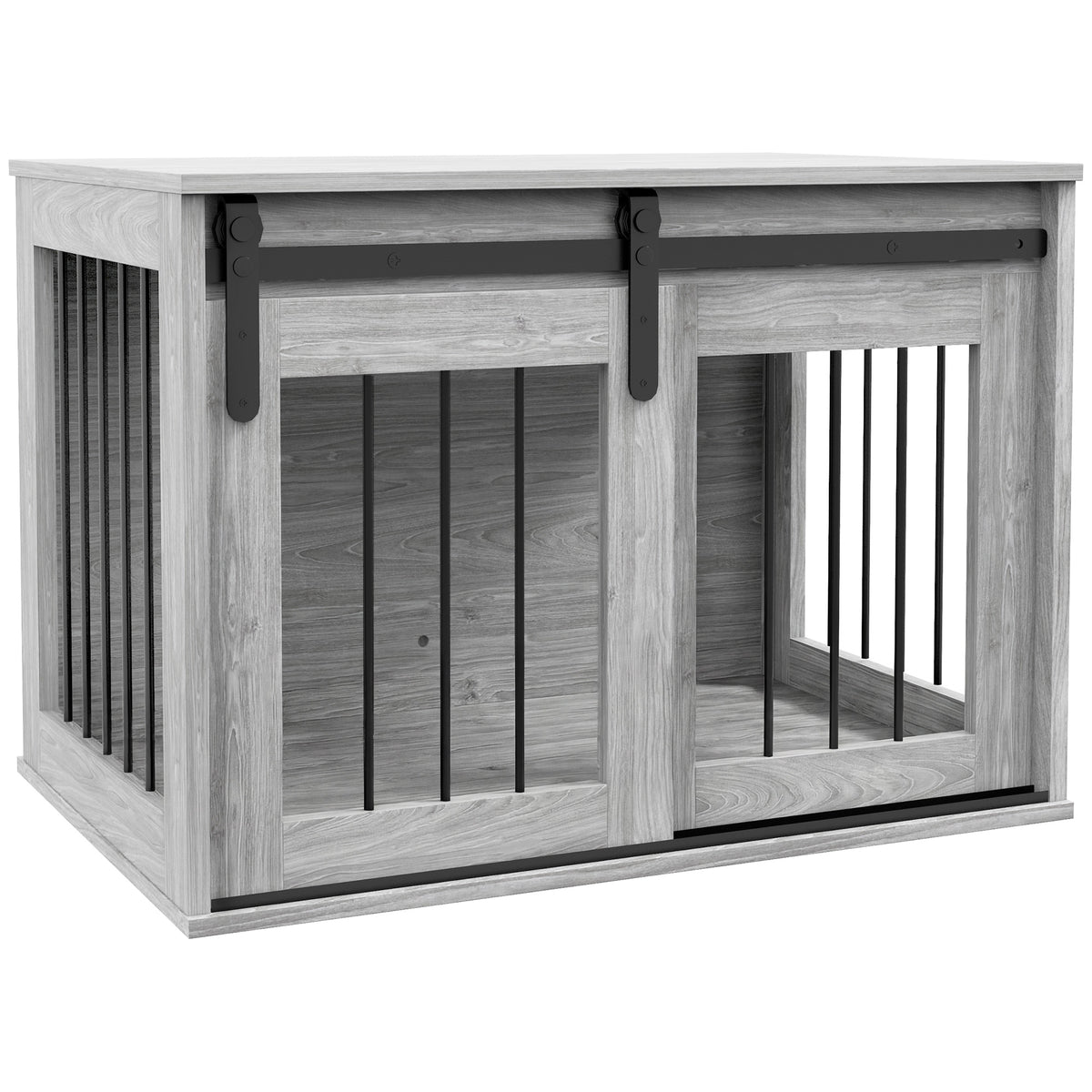 Jaula para perros de interior con puerta corredera y mesa