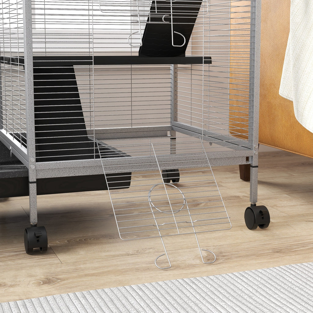 Jaula de 4 niveles con ruedas y hamaca para hurones y chinchillas