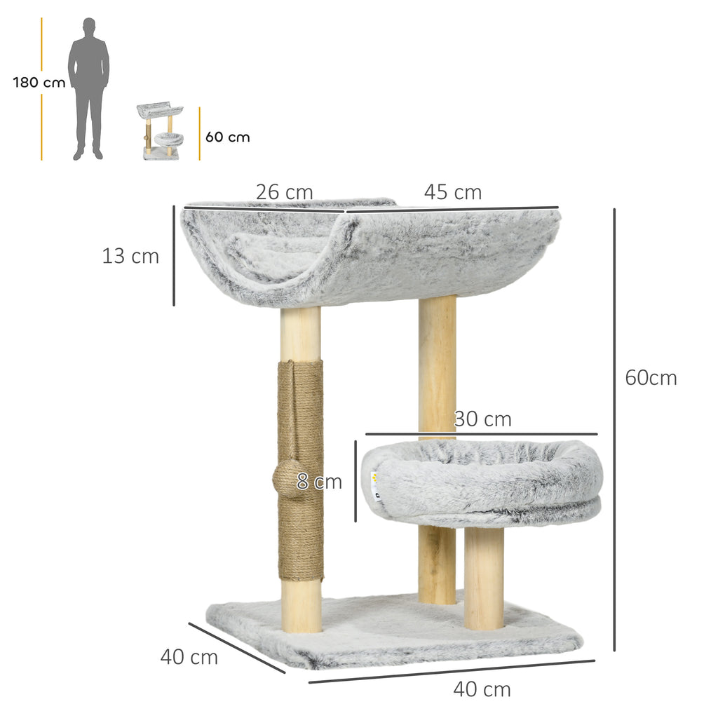 Árbol rascador para gatos con dos nichos y cojín lavable