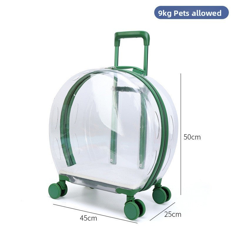 Transportín mochila transparente con ruedas para perros y gatos