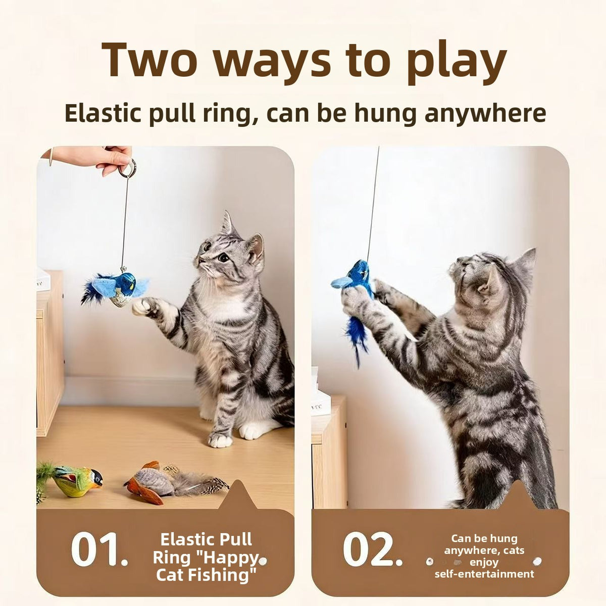 Juguete interactivo de pájaro con sonido para gatos