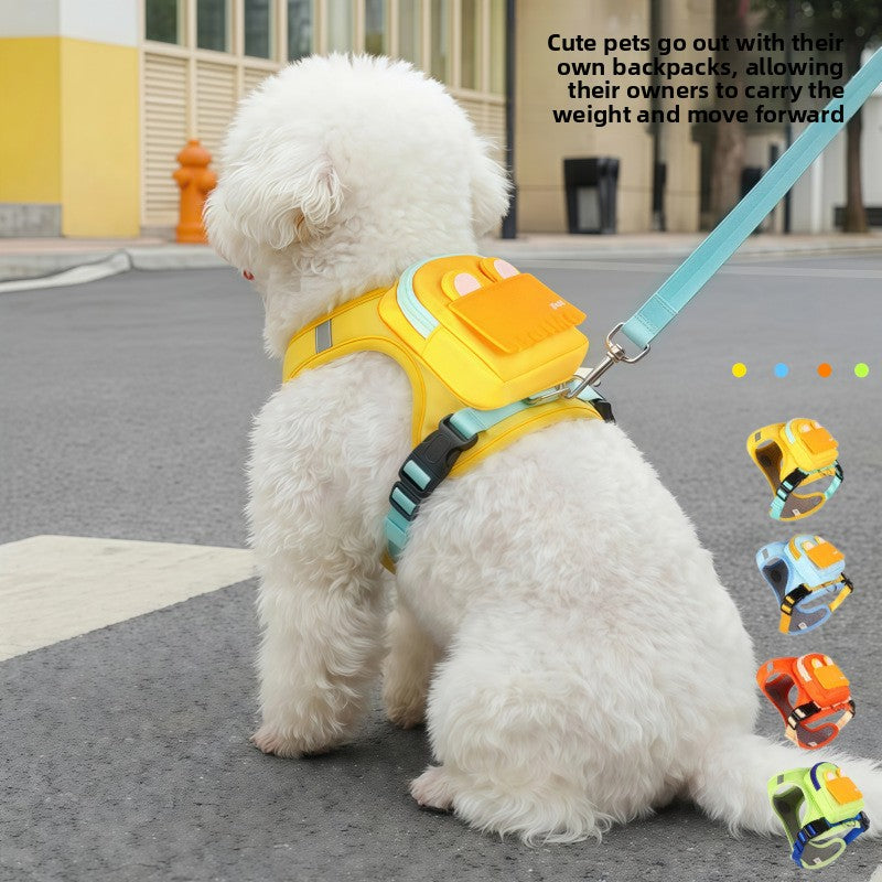 Arnés ajustable con mochila y correa para perros