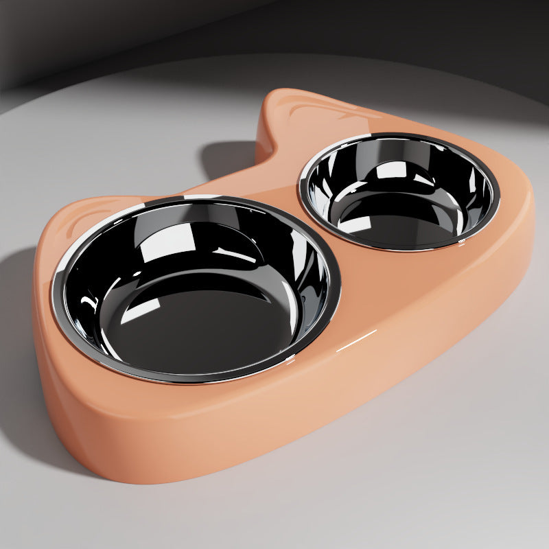 Comedero doble de acero inoxidable para perros y gatos – Doble inox rosa