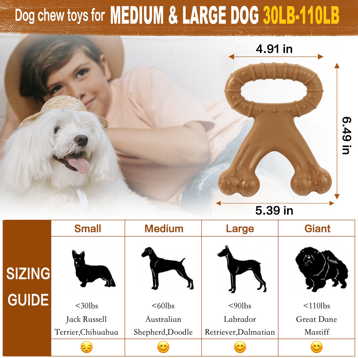 Mordedor de nailon indestructible para la salud dental de perros
