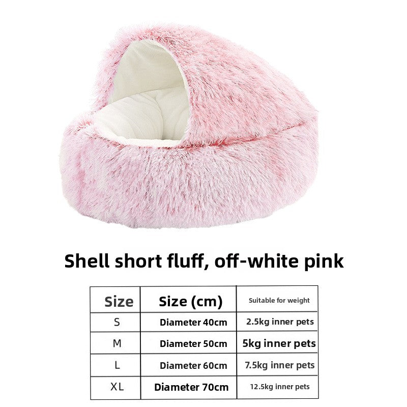 Cama mullida con forma de concha para perros y gatos